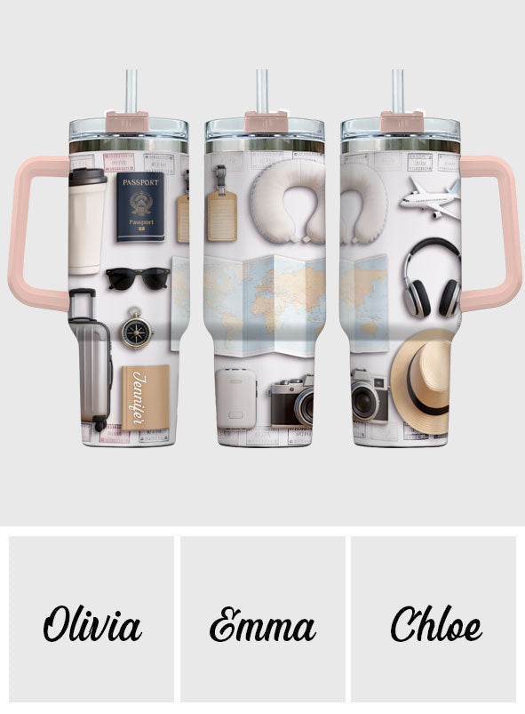 Love Traveling - Personalized Travelling Tumbler With Handle