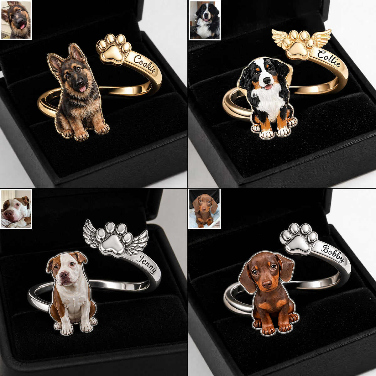 Pet Keepsake Gifts - Personalized Dog Adjustable Shaped Ring