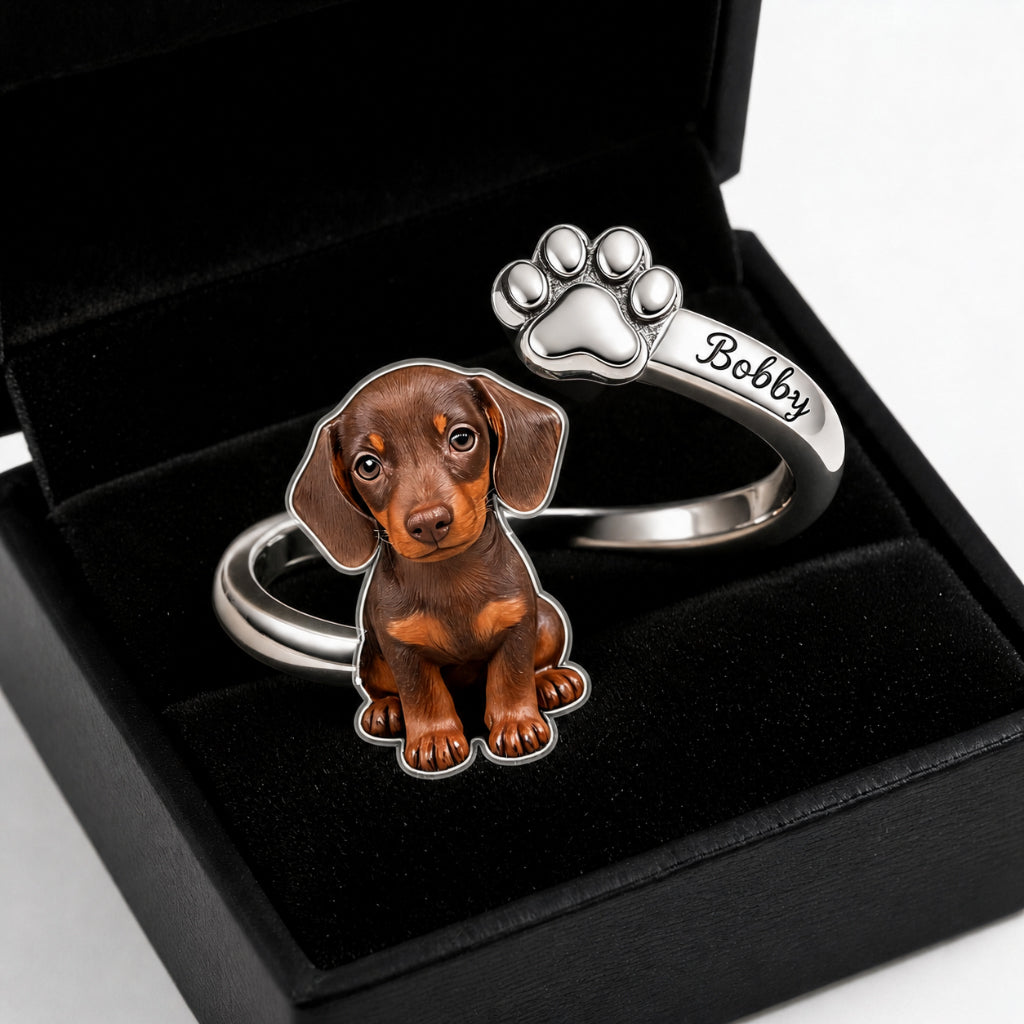 Pet Keepsake Gifts - Personalized Dog Adjustable Shaped Ring