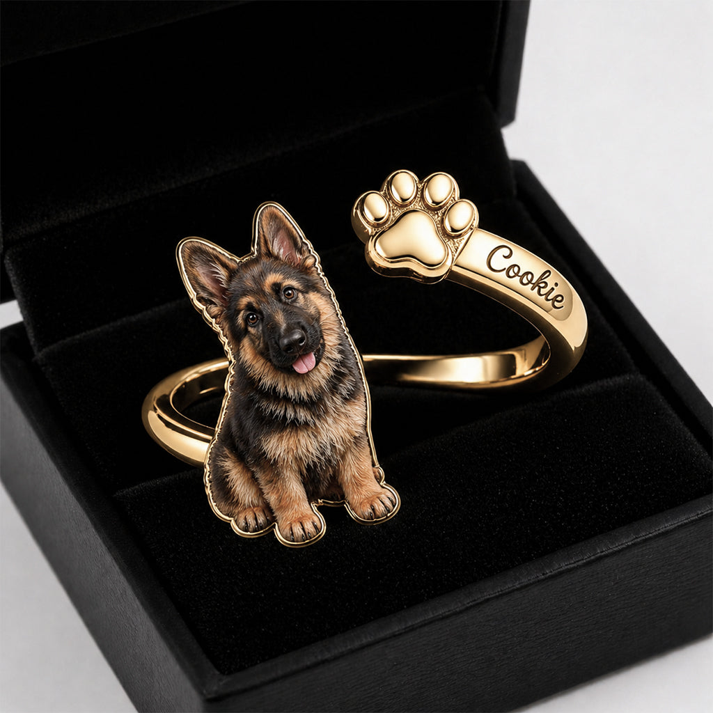 Pet Keepsake Gifts - Personalized Dog Adjustable Shaped Ring