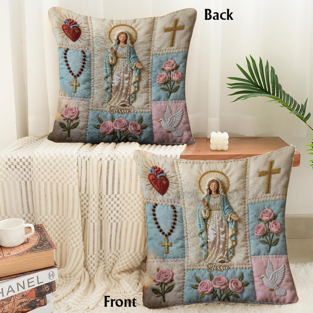 Our Lady - Personalized Christian Faux Fur Square Pillow
