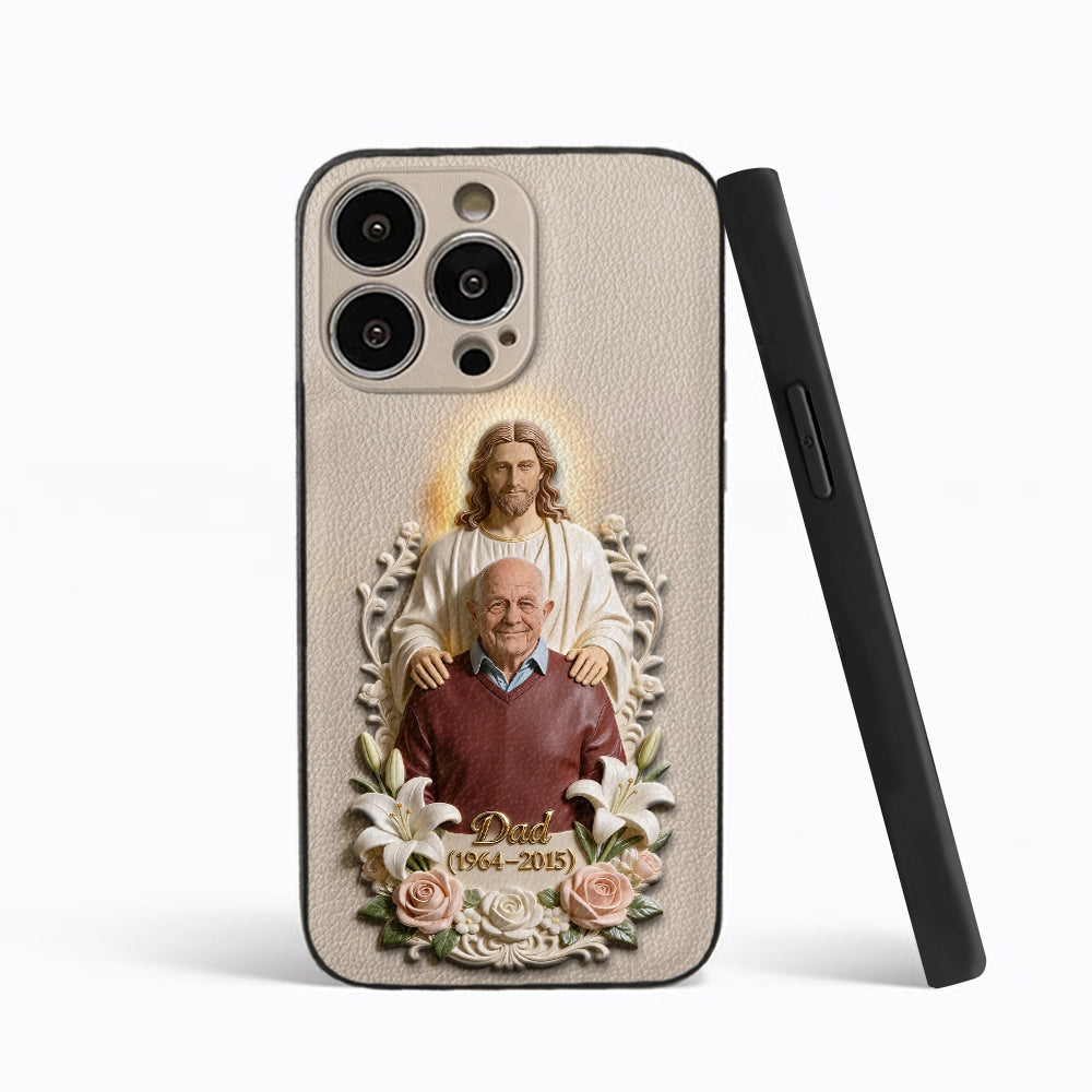 Memorial Gift Idea, Gift for Lost of Loved Ones - Personalized Memorial 3D Embossed Leather Phone Case