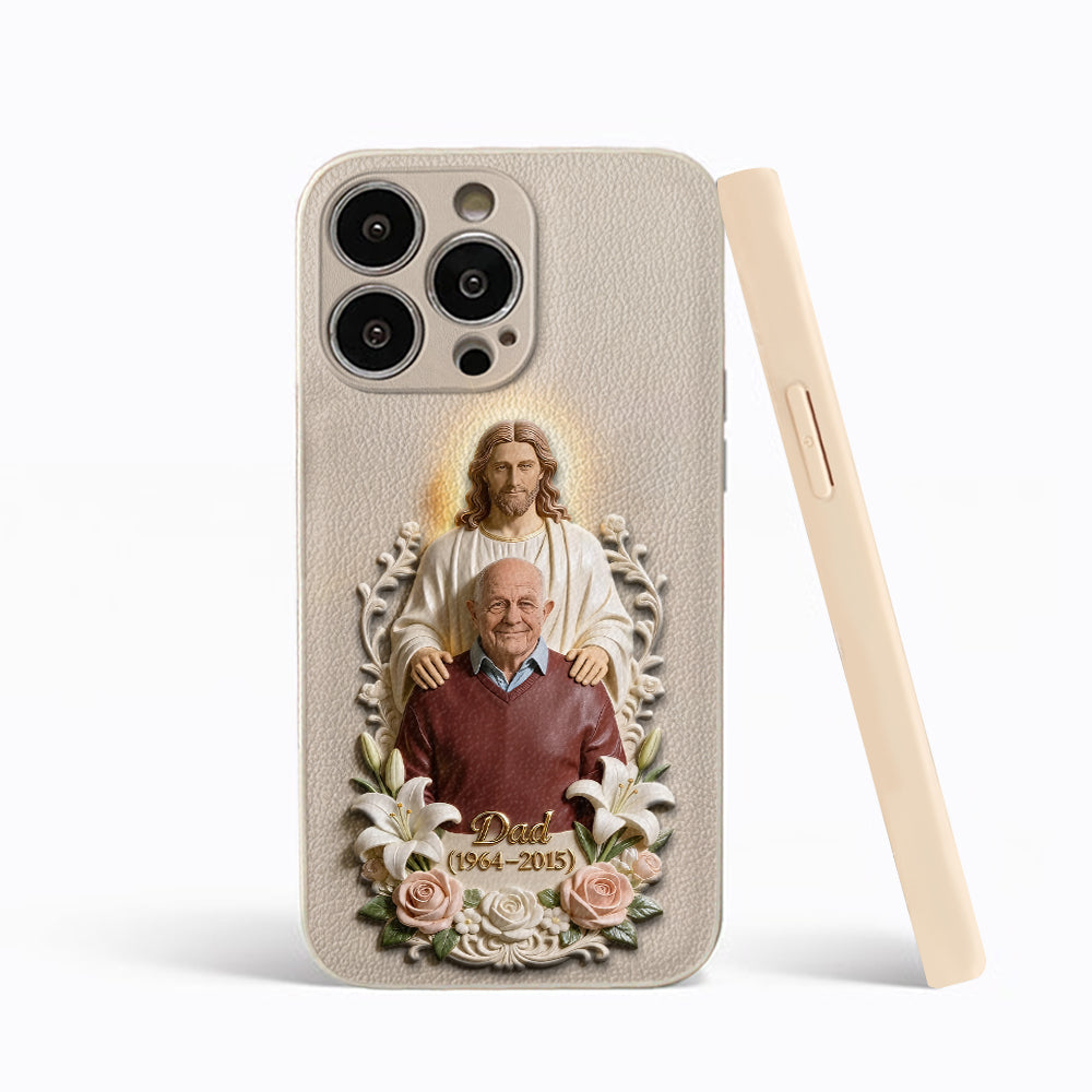 Memorial Gift Idea, Gift for Lost of Loved Ones - Personalized Memorial 3D Embossed Leather Phone Case