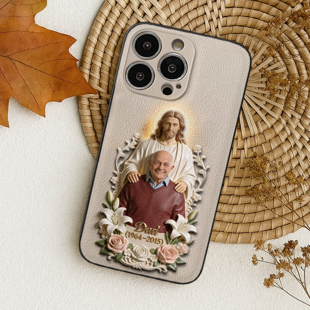 Memorial Gift Idea, Gift for Lost of Loved Ones - Personalized Memorial 3D Embossed Leather Phone Case