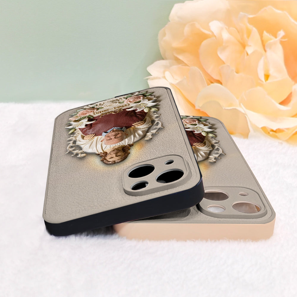 Memorial Gift Idea, Gift for Lost of Loved Ones - Personalized Memorial 3D Embossed Leather Phone Case