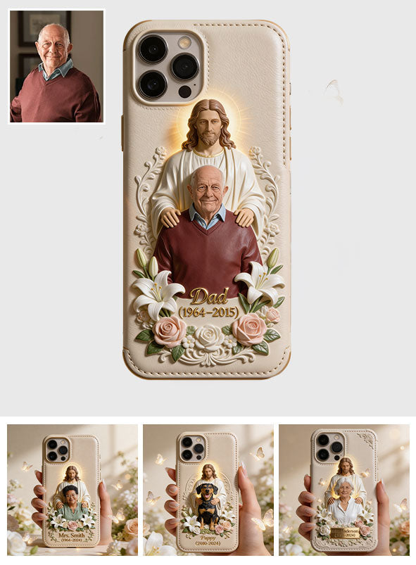 Memorial Gift Idea, Gift for Lost of Loved Ones - Personalized Memorial 3D Embossed Leather Phone Case