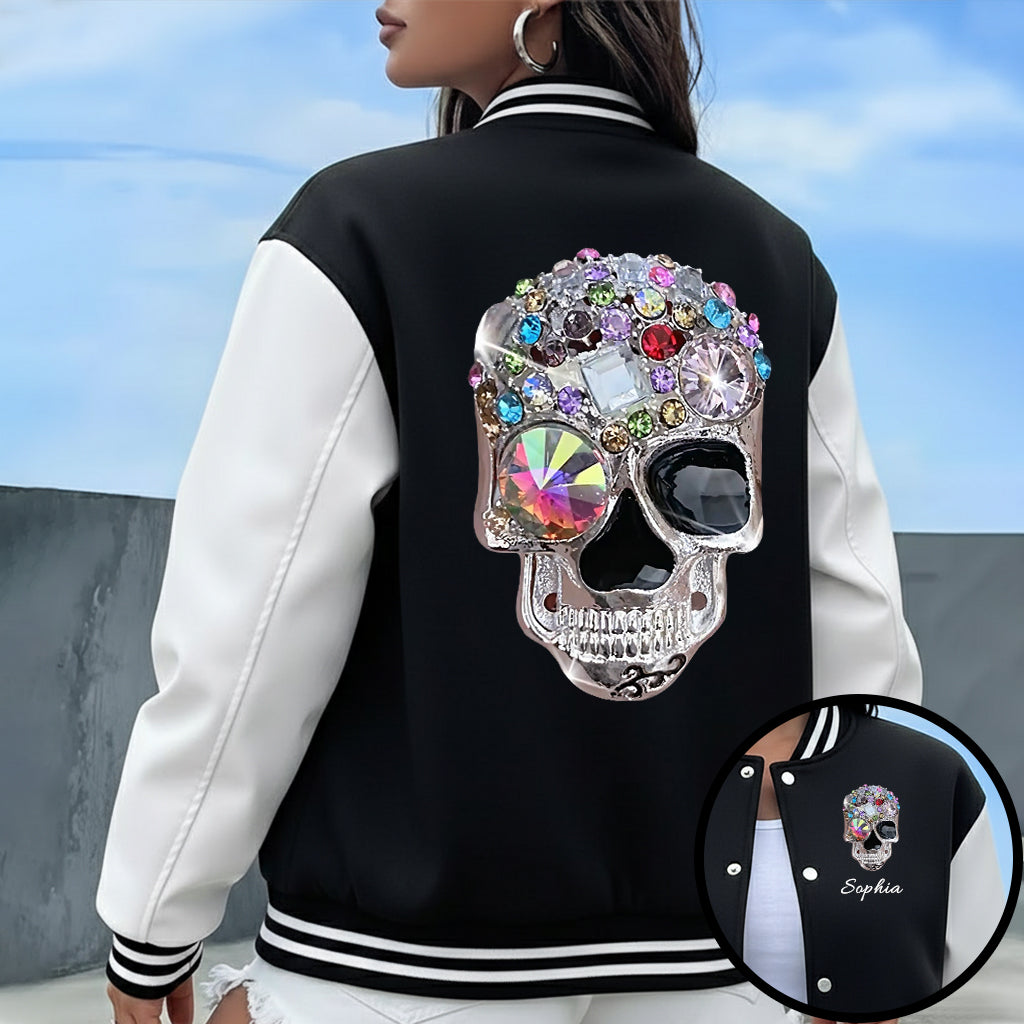 Shiny Skull - Personalized Skull Varsity Jacket