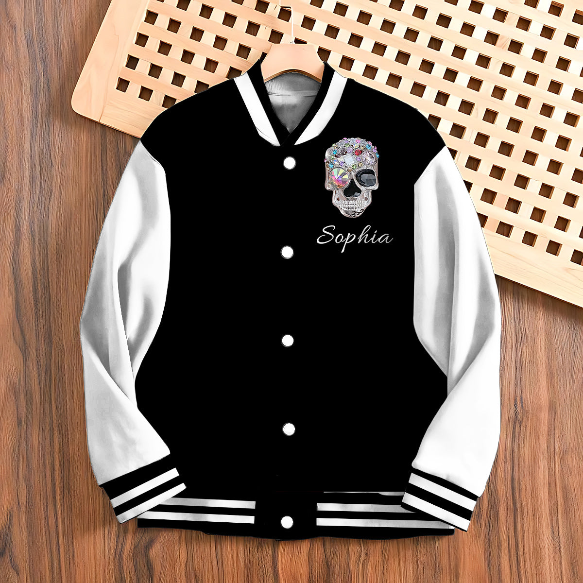 Shiny Skull - Personalized Skull Varsity Jacket