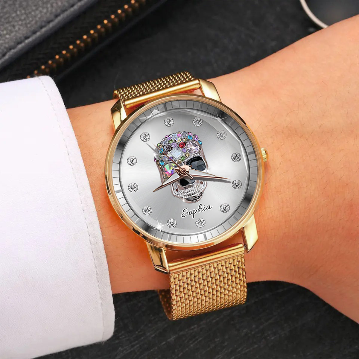 Shiny Skull Luxe - Personalized Skull Women Hand Watch