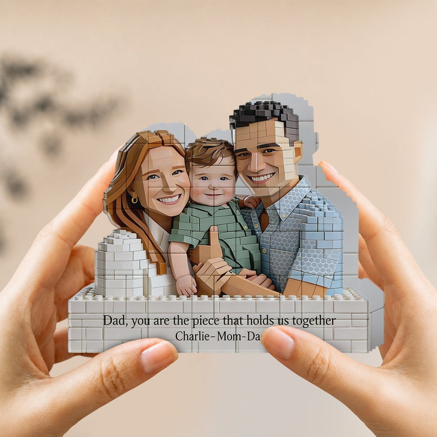 You Are The Piece That Holds Us Together - Personalized Father Shaped Building Blocks