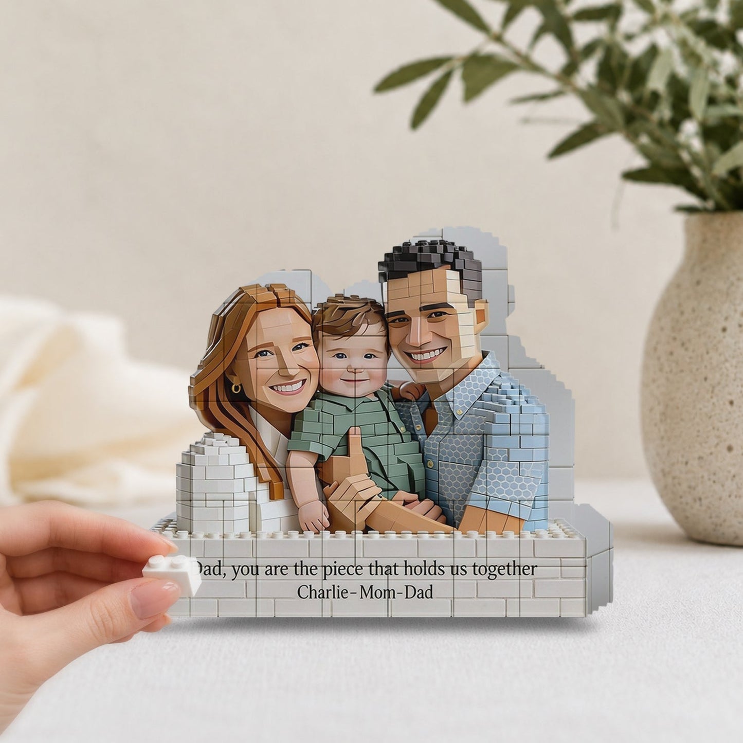 You Are The Piece That Holds Us Together - Personalized Father Shaped Building Blocks