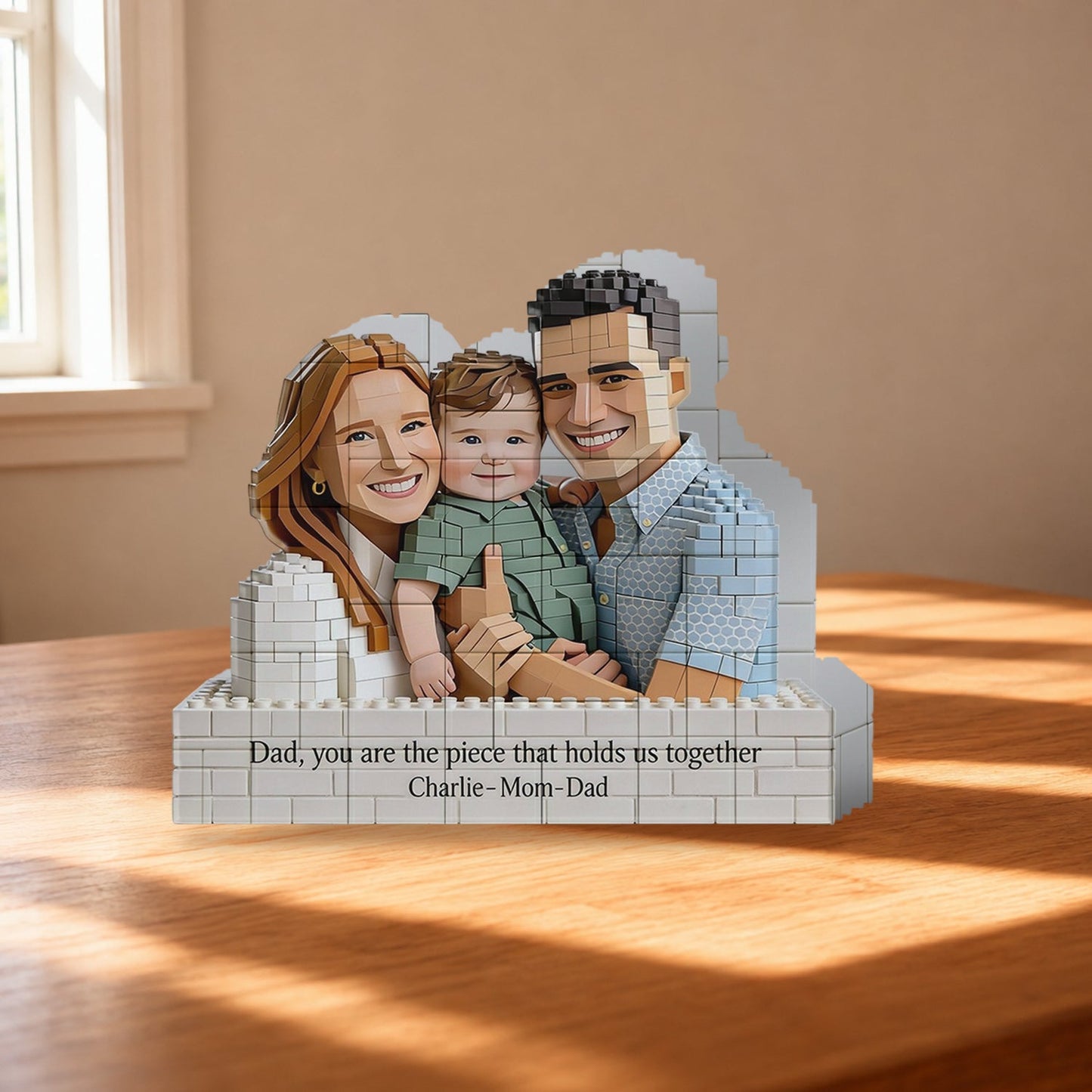 You Are The Piece That Holds Us Together - Personalized Father Shaped Building Blocks