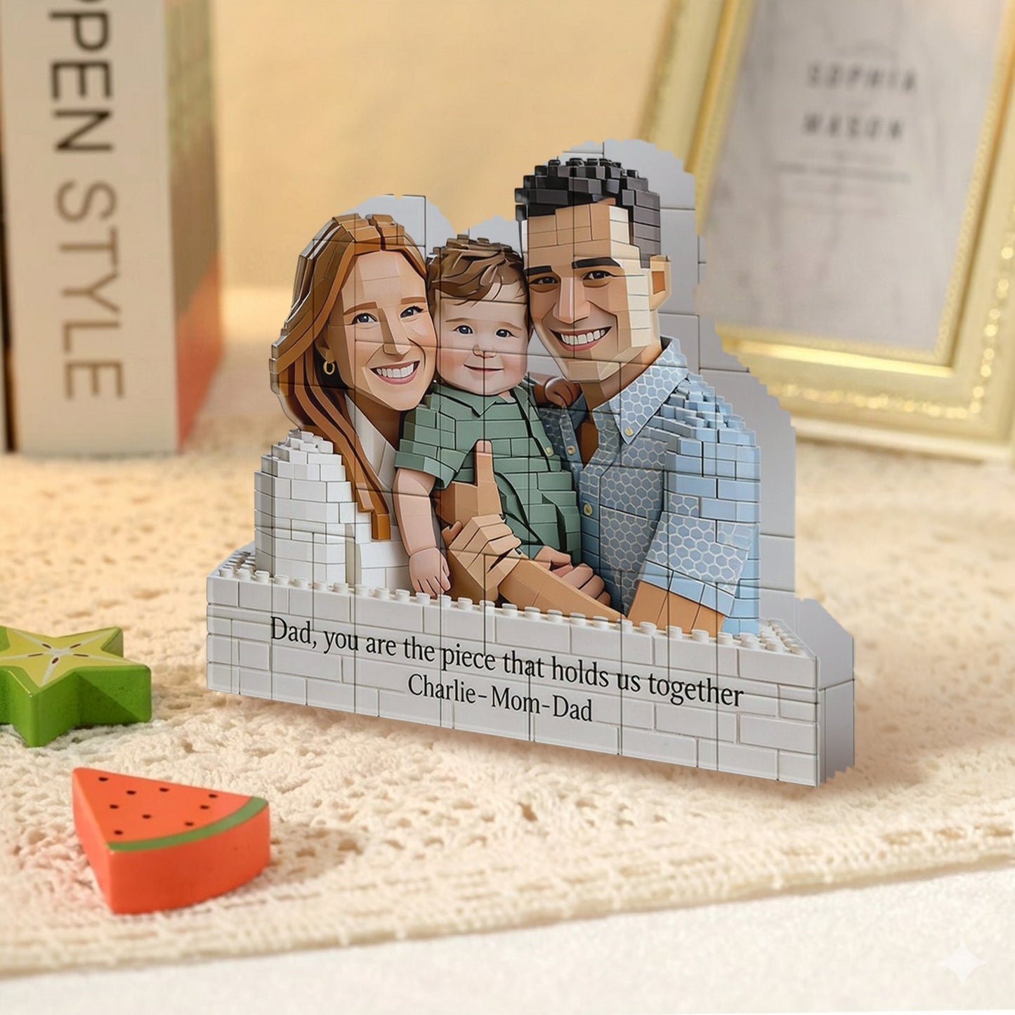 You Are The Piece That Holds Us Together - Personalized Father Shaped Building Blocks