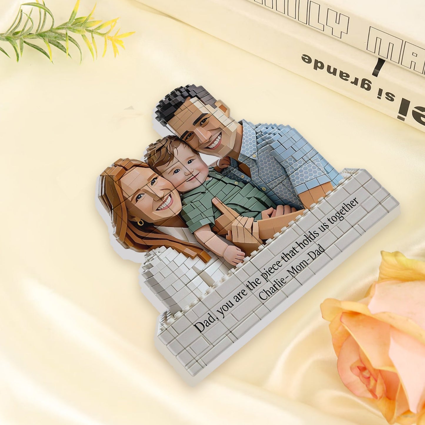 You Are The Piece That Holds Us Together - Personalized Father Shaped Building Blocks