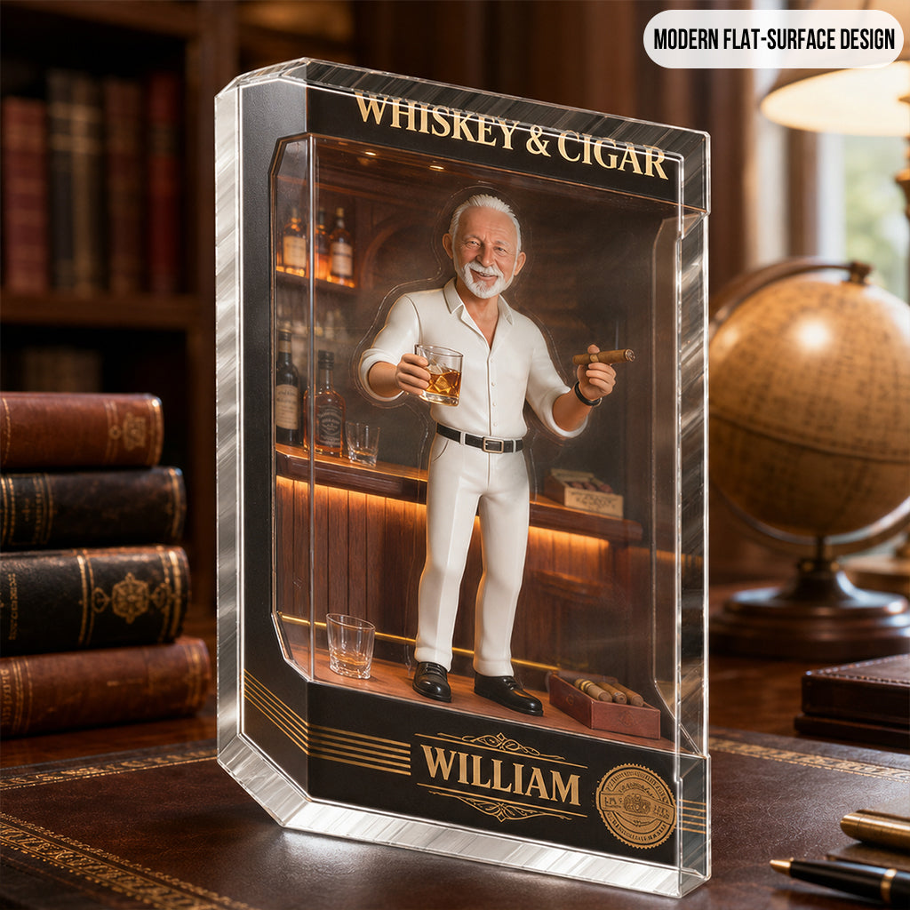 Whiskey And Cigar - Personalized Whisky Custom Shaped Acrylic Plaque
