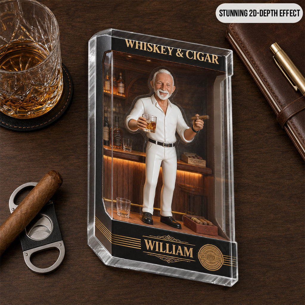 Whiskey And Cigar - Personalized Whisky Custom Shaped Acrylic Plaque