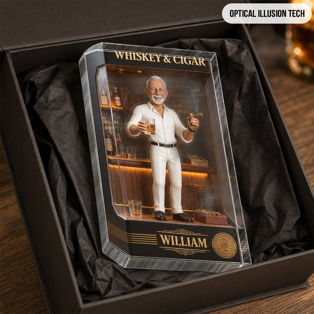 Whiskey And Cigar - Personalized Whisky Custom Shaped Acrylic Plaque
