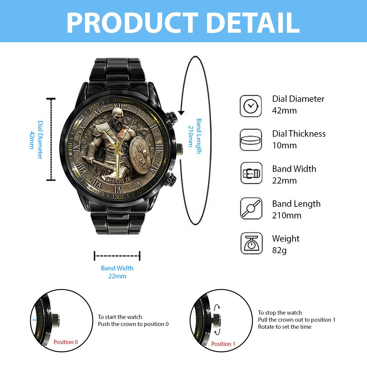 Ultimate Warrior - Personalized Viking Hand Watch