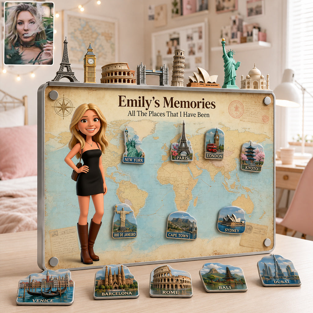 Travel Magnet Display Broad - Personalized Travelling 3D Printed Cut Metal Sign