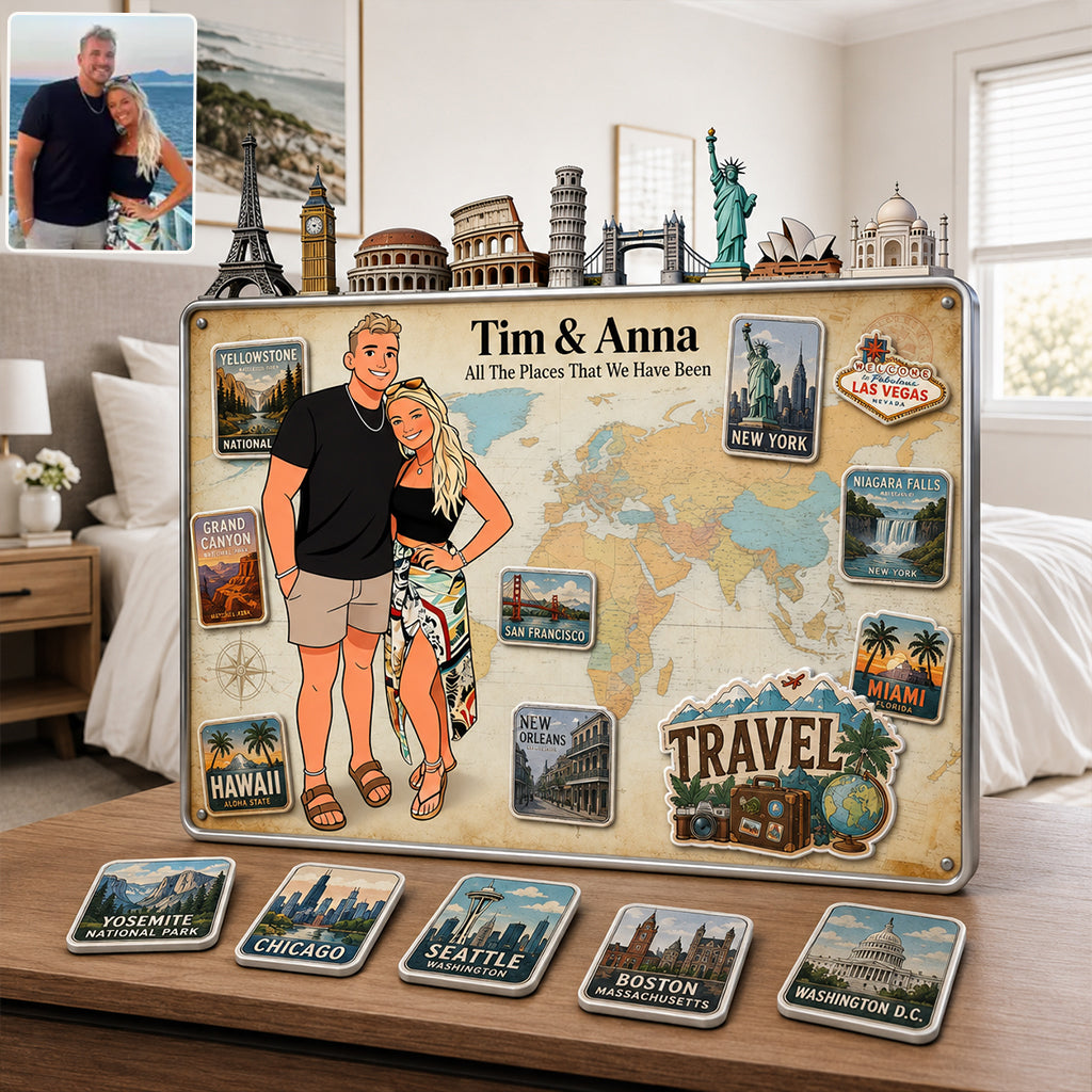Travel Magnet Display Broad - Personalized Travelling 3D Printed Cut Metal Sign
