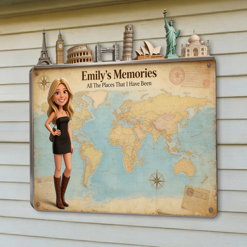 Travel Magnet Display Broad - Personalized Travelling 3D Printed Cut Metal Sign
