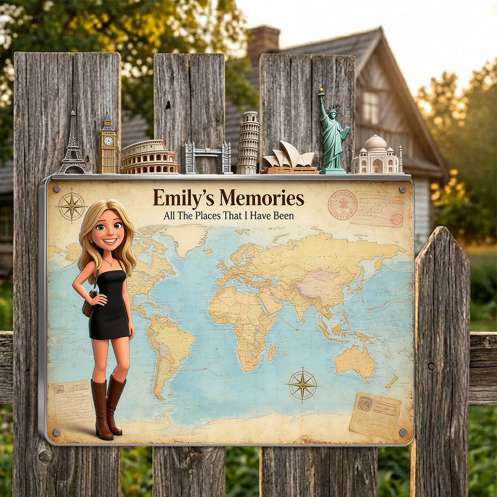 Travel Magnet Display Broad - Personalized Travelling 3D Printed Cut Metal Sign