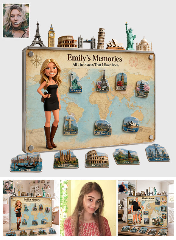 Travel Magnet Display Broad - Personalized Travelling 3D Printed Cut Metal Sign