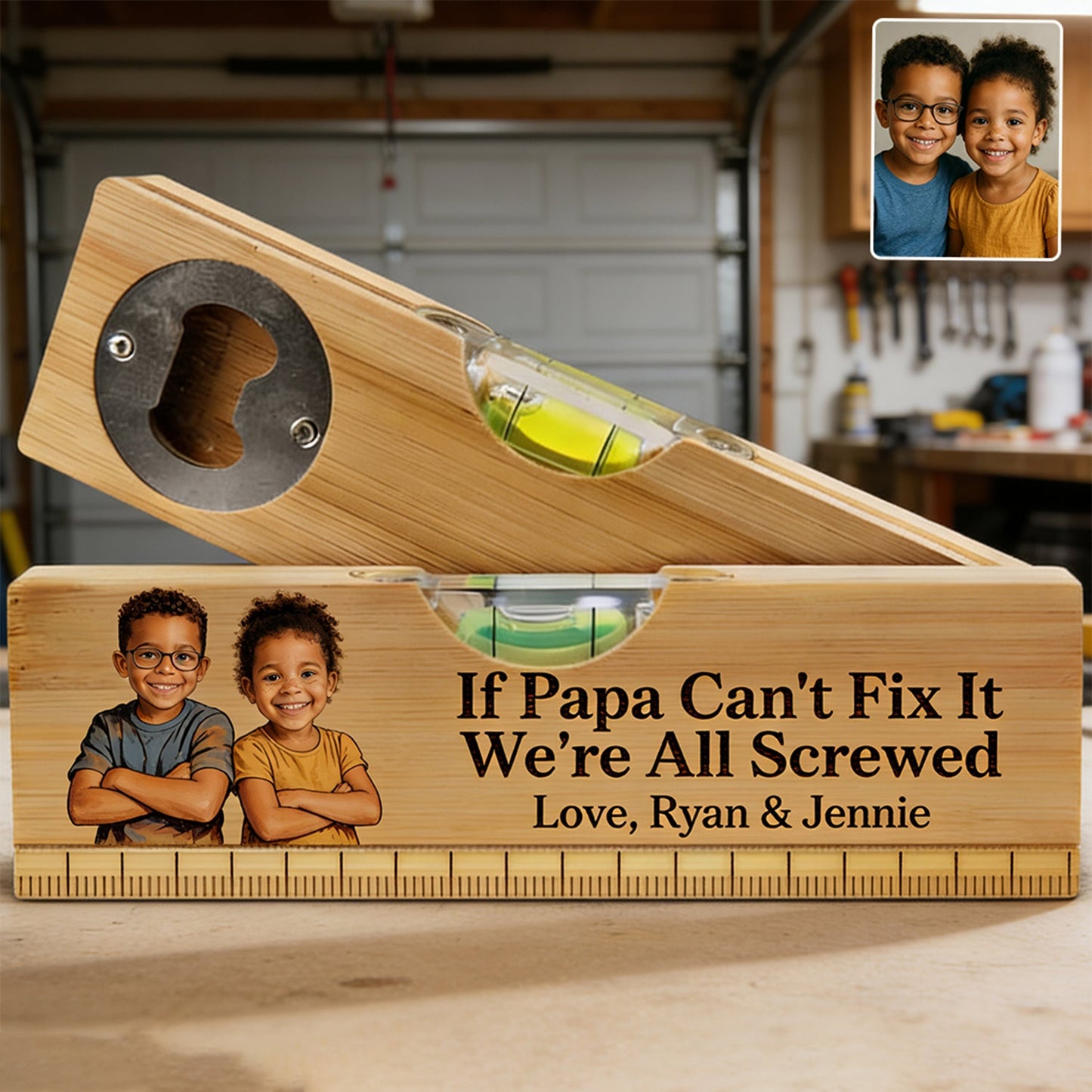 Perfect Father's Day Gift - Personalized Father Spirit Level Bottle Opener