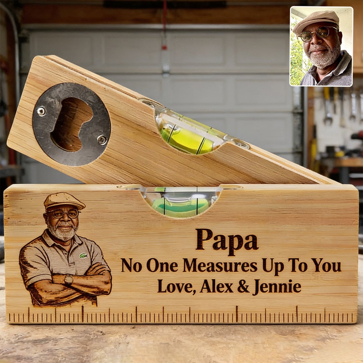 Perfect Father's Day Gift - Personalized Father Spirit Level Bottle Opener