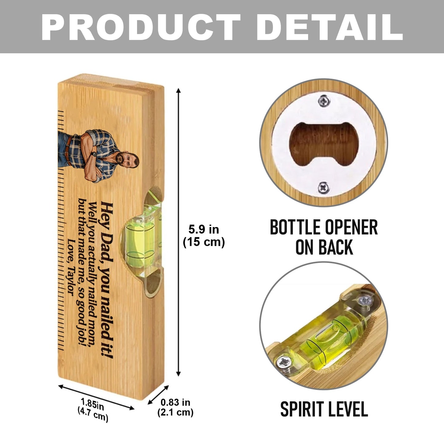 Perfect Father's Day Gift - Personalized Father Spirit Level Bottle Opener