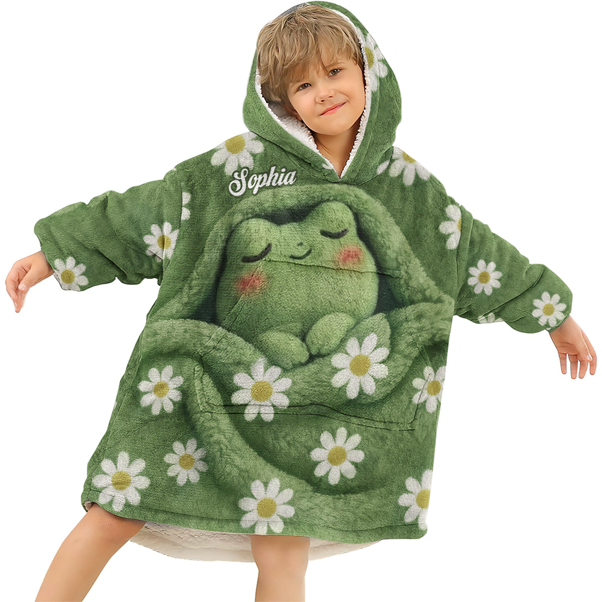 Sleeping Frog - Personalized Frog Blanket Hoodie