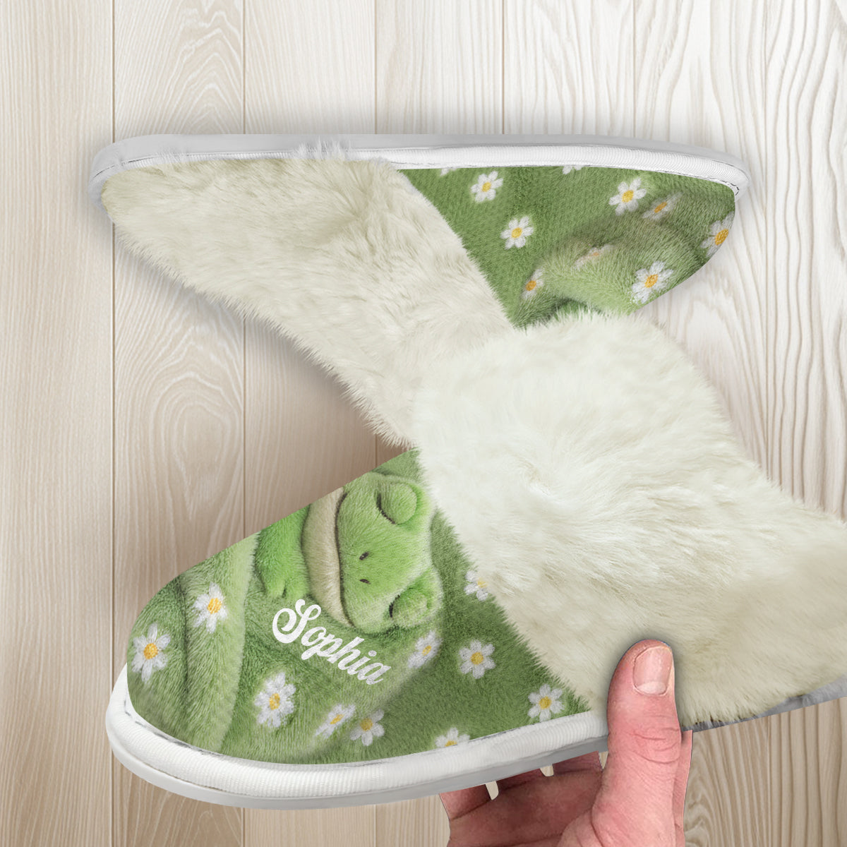 Love Frog - Personalized Frog Slippers With Fur Lining