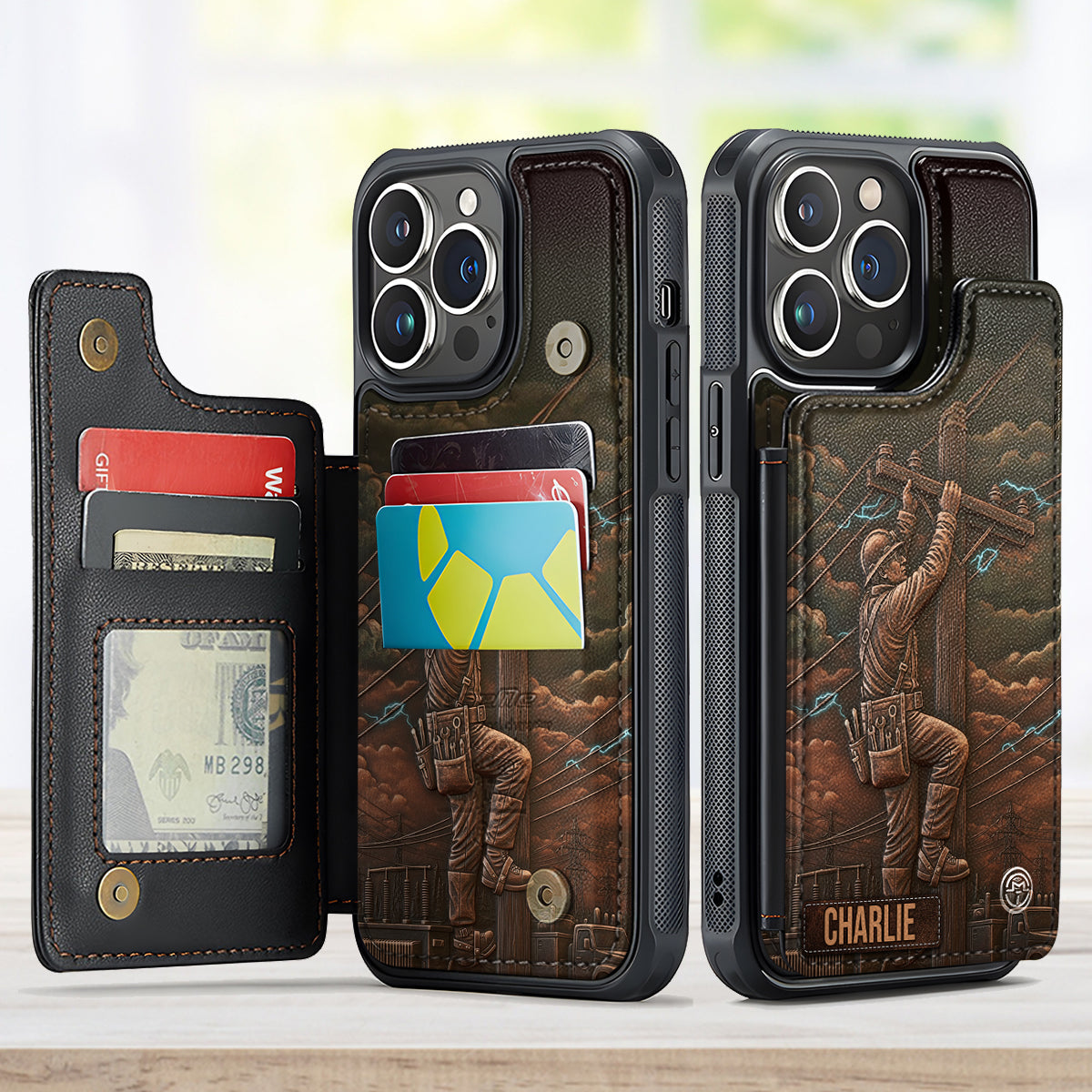 Strongest Lineman - Personalized Lineman Fully Printed Wallet Phone Case