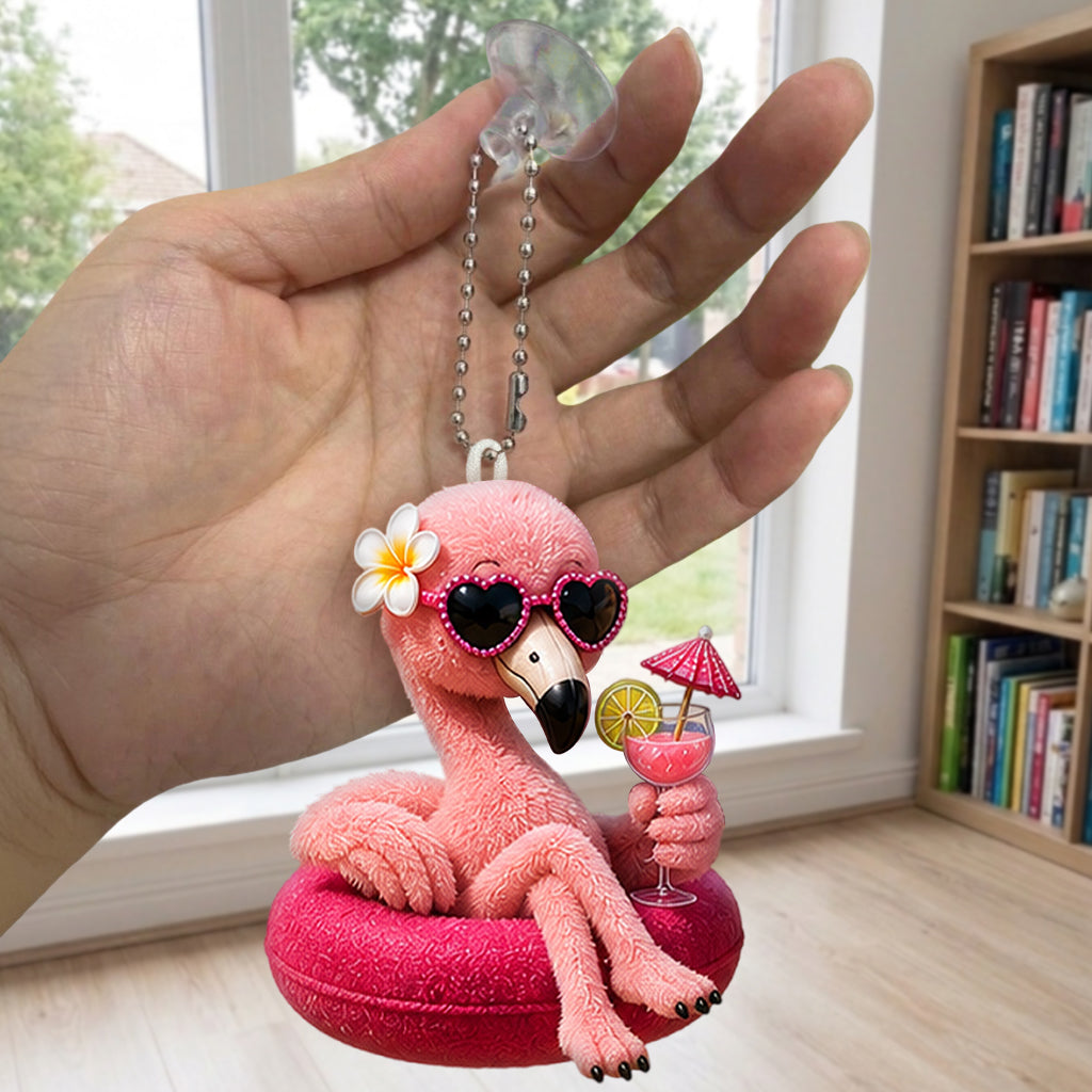 Love Flamingo Summer Vibes - Personalized Flamingo Tumbler With Plush Charm