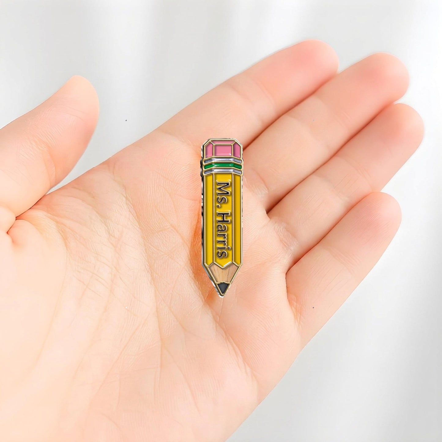 Pencil-Shaped Teacher Gift - Personalized Teacher 3D Embossed Enamel Pin