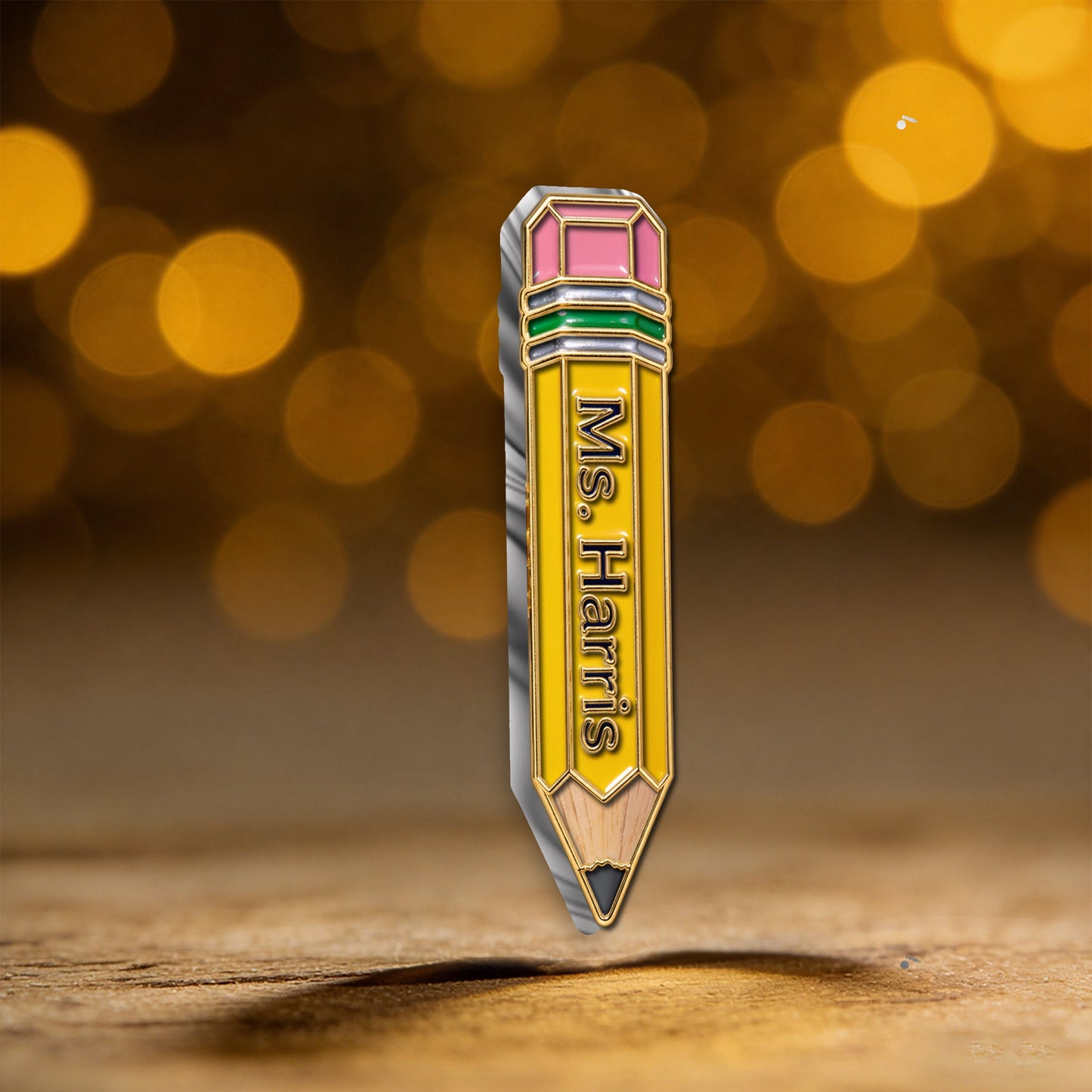 Pencil-Shaped Teacher Gift - Personalized Teacher 3D Embossed Enamel Pin