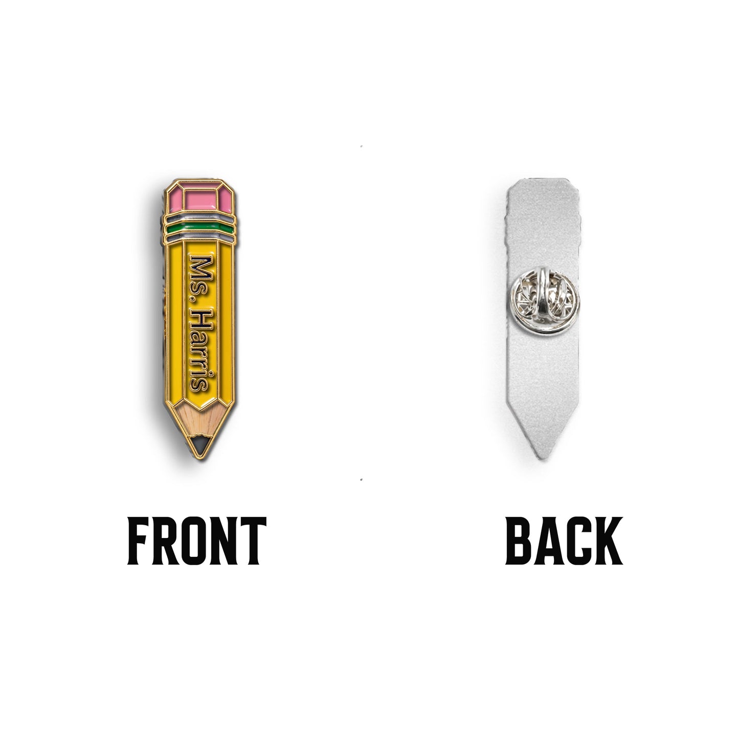 Pencil-Shaped Teacher Gift - Personalized Teacher 3D Embossed Enamel Pin
