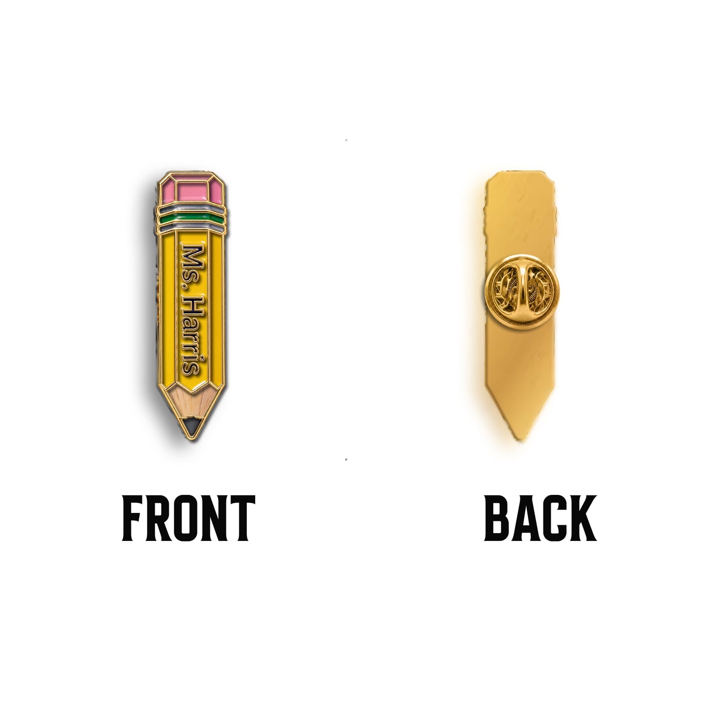 Pencil-Shaped Teacher Gift - Personalized Teacher 3D Embossed Enamel Pin