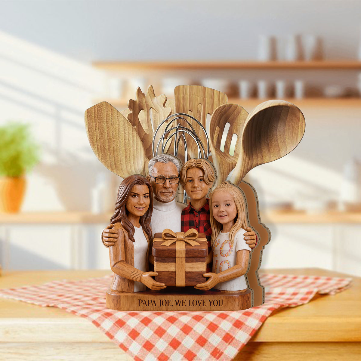 Papa Dad Everything Holder - Personalized Grandpa Wooden Desk Organizer