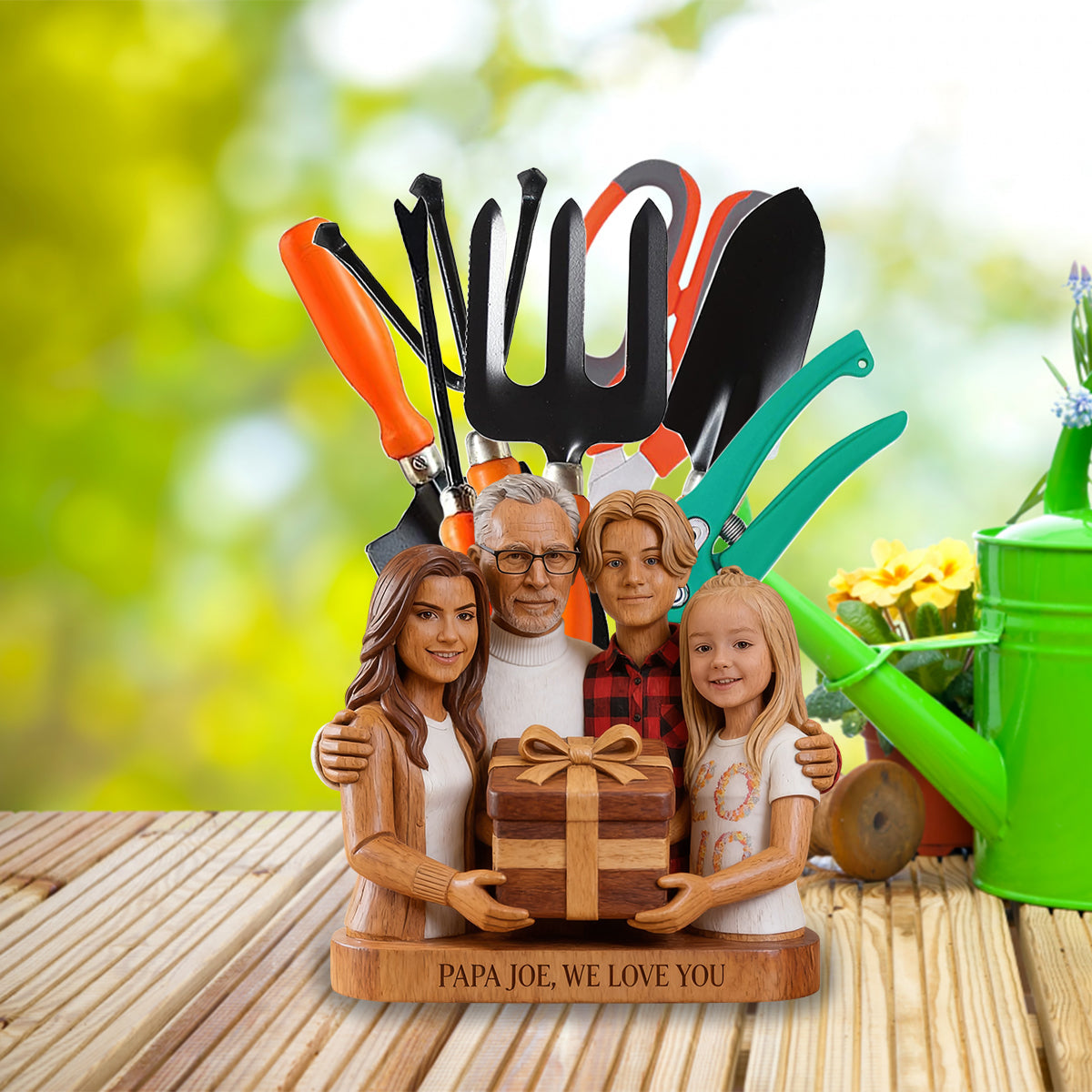 Papa Dad Everything Holder - Personalized Grandpa Wooden Desk Organizer