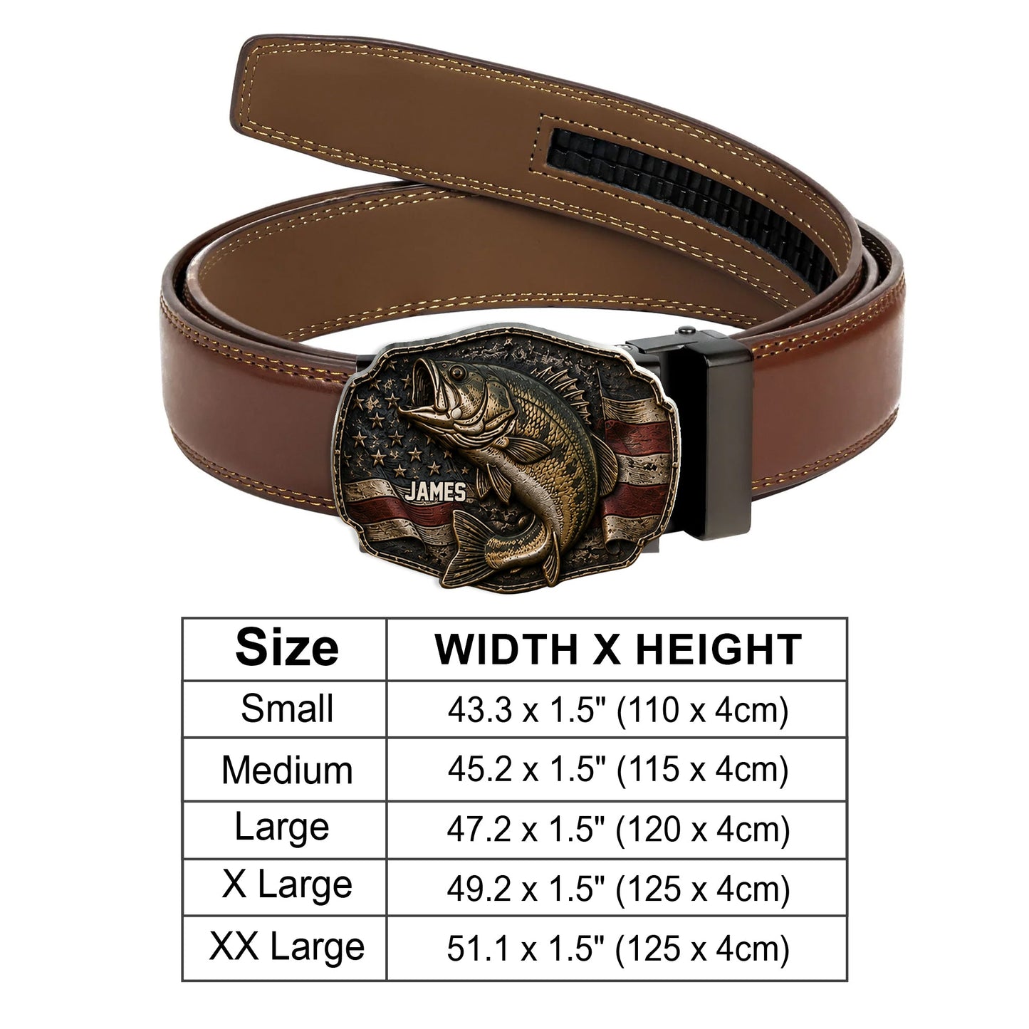 Love Fishing - Personalized Fishing Leather Belt With Shaped Buckle