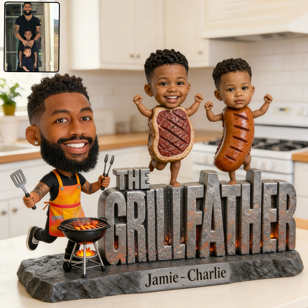 The Grillfather Funny Gift - Personalized Father Custom Shaped Acrylic Plaque