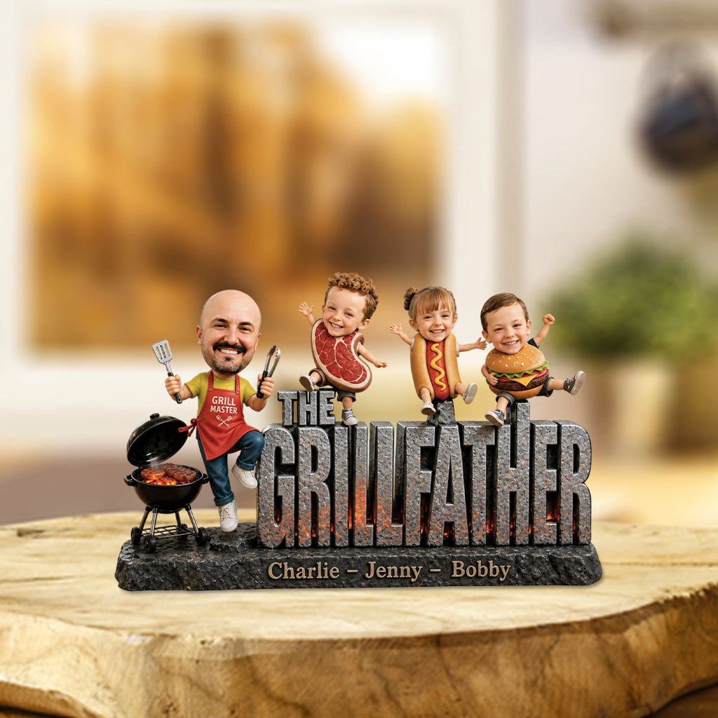 The Grillfather Funny Gift - Personalized Father Custom Shaped Acrylic Plaque