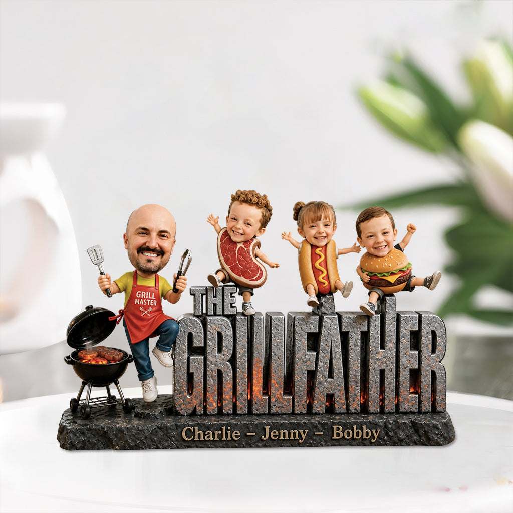 The Grillfather Funny Gift - Personalized Father Custom Shaped Acrylic Plaque