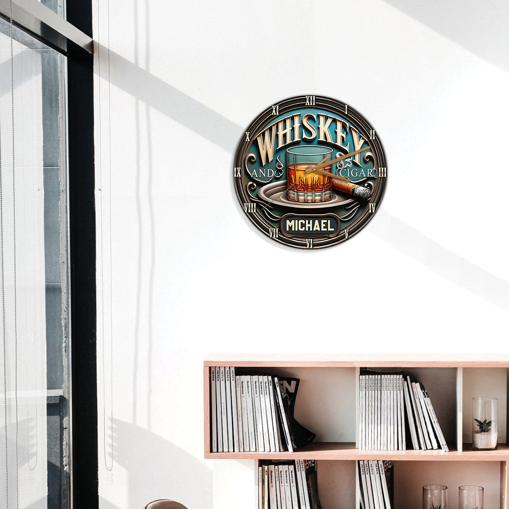 Whiskey & Cigar - Personalized Whisky Wall Clock
