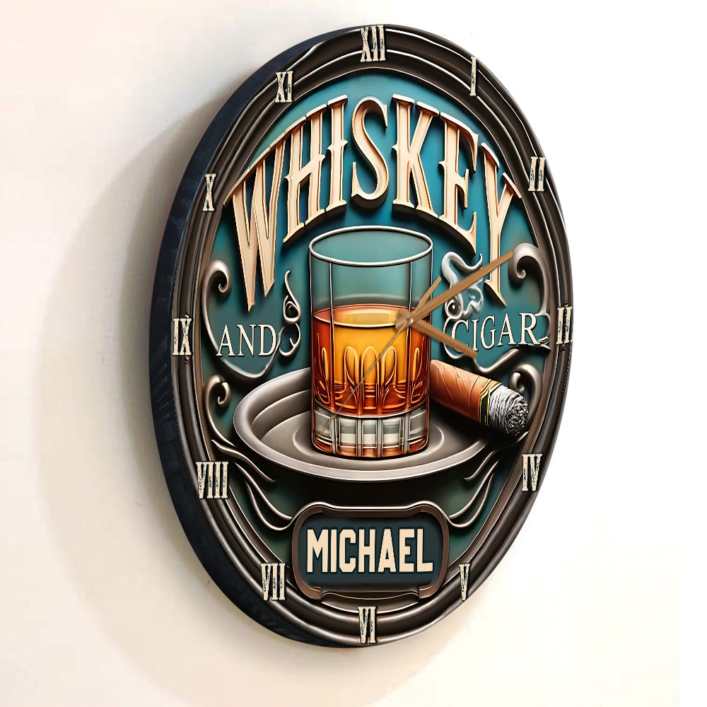 Whiskey & Cigar - Personalized Whisky Wall Clock