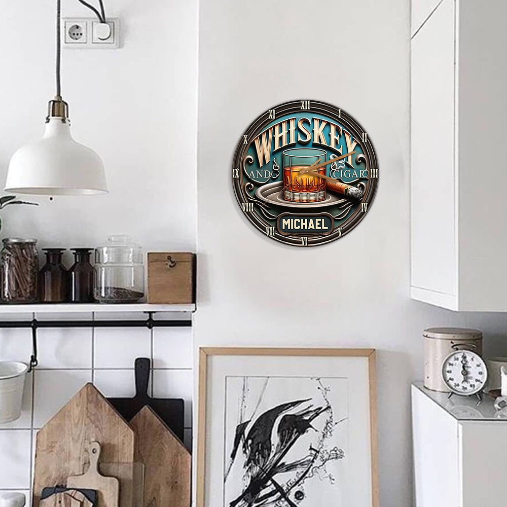 Whiskey & Cigar - Personalized Whisky Wall Clock
