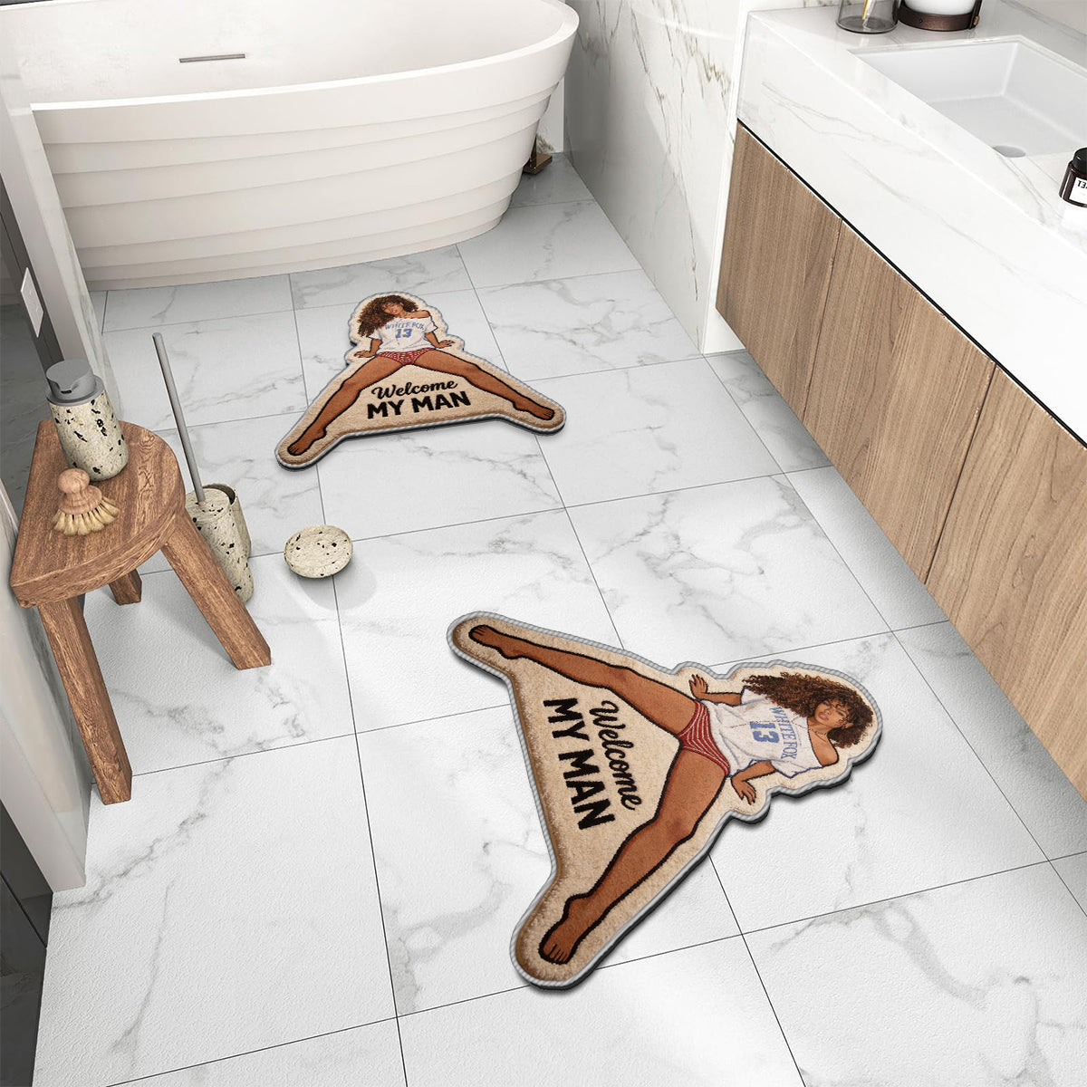 Welcome My Man - Personalized Spicy Couple Non-Slip Tufted Rug