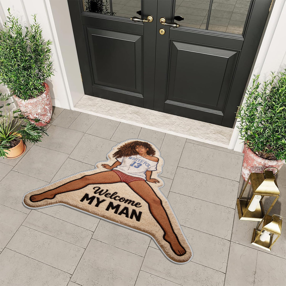 Welcome My Man - Personalized Spicy Couple Non-Slip Tufted Rug