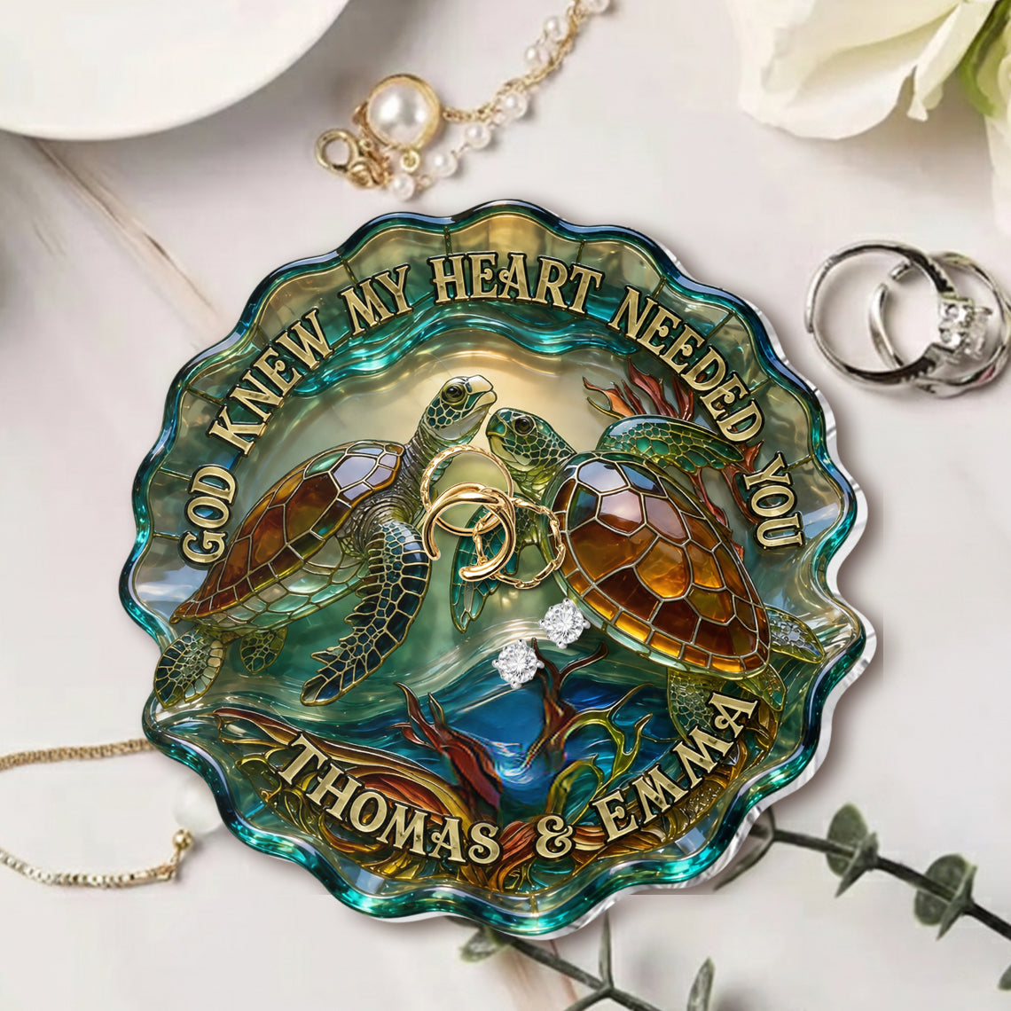 Turtle Couple - Personalized Turtle Catch-All Tray